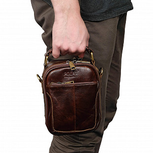 Мужская кожаная сумка Polar 24021 black