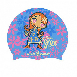 Шапочка для бассейна (плавания) детская Mad Wave Silicone Printed Junior Girl blue