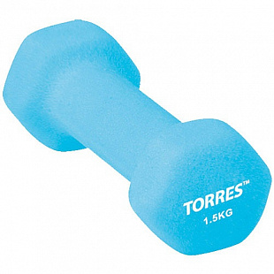 Гантель неопреновая Torres PL500115 1,5 кг blue 1 шт