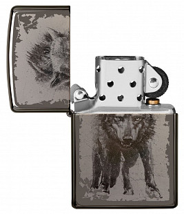 Зажигалка Zippo Wolf Design Black Ice 49073