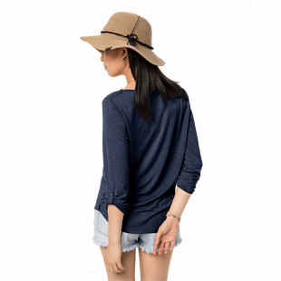 Футболка женская Jack Wolfskin Coral Coast 3/4 T W midnight blue