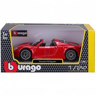 Коллекционная машина Bburago 1:24 Porsche 918 Spyder (18-21076) red