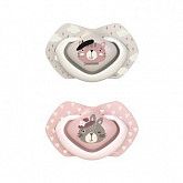 Пустышка Canpol babies Bonjour Paris Силиконовая Симметричная 0-6 мес., 2 шт. (22/647_pin) pink