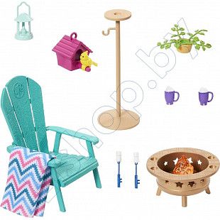 Набор мебели и аксессуаров Barbie Дворик на заднем дворе (HJV32 HJV33)