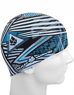 Шапочка для бассейна (плавания) взрослая Mad Wave Silicone Printed Stripes blue