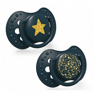 Пустышка силиконовая LOVI  Stardust симметричной формы, динамическая, 3-6 мес., 2 шт. (22/893_green)