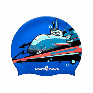 Шапочка для бассейна (плавания) детская Mad Wave Submarine blue