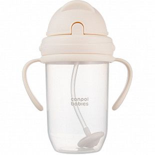 Поильник непроливающий Canpol babies с трубочкой и утяжелителем 270 мл 6+ (56/623_cre) creme