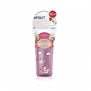 Термо-чашка с трубочкой Philips Avent 12+ мес 260 мл SCF766/00 pink