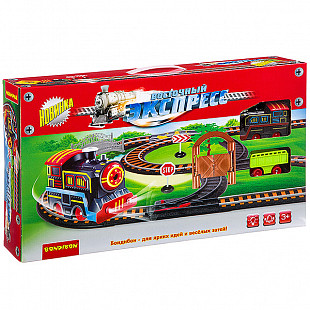Железная дорога Bondibon  "Восточный экспресс" с одним паровозом и вагоном, воротами