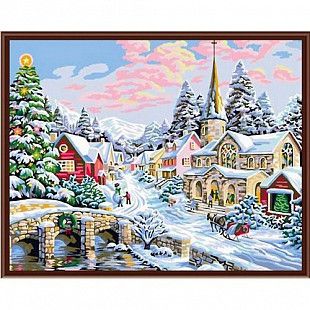 Картина по номерам с трафаретом для нанесения и кисточками Picasso Зимняя сказка PC4050007