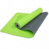 Гимнастический коврик для йоги, фитнеса Starfit FM-202 TPE green (173x61x0,7)