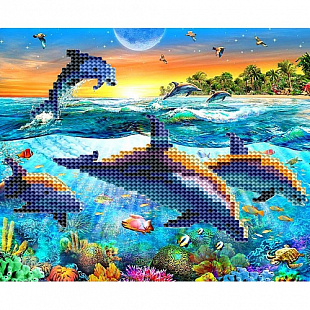 Алмазная мозаика Рыжий Кот Красивые дельфины ASN015