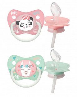 Пустышка Canpol babies Exotic Animals Силиконовая Ортодонтическая 0-6 мес., 2 шт. (23/920_pin) pink