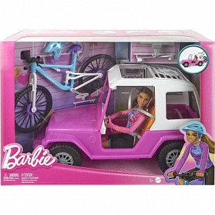 Кукла Barbie на джипе с велосипедом (HKB06)