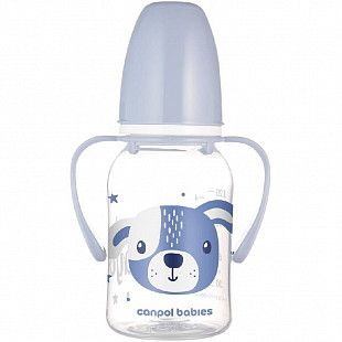 Бутылочка для кормления Canpol babies CUTE ANIMALS с ручками и узким горлышком 120 мл., 3 мес.+ (11/823) blue new
