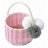 Корзина декоративная Кругляш D18 с ручкой pale pink AF 0603	
