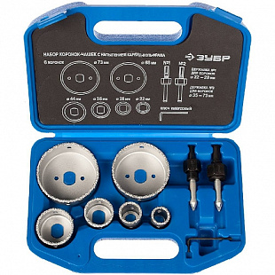 Набор коронок карбид-вальфрамовых Зубр Профи 22/28/35/44/68/73 мм 9 пр 33360-H6_z01