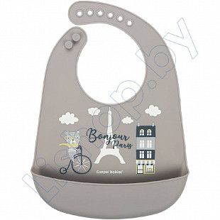 Слюнявчик Canpol babies Bonjour Paris С карманом 74/027_bei