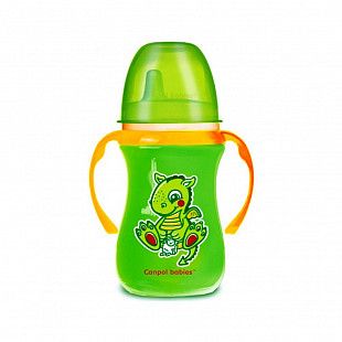 Поильник Canpol babies Easy Start силиконовый носик 6м+ 240 мл (35/202) green/orange