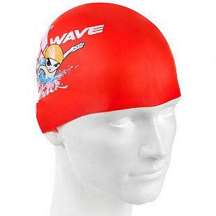 Шапочка для бассейна (плавания) детская Mad Wave C my back Junior red
