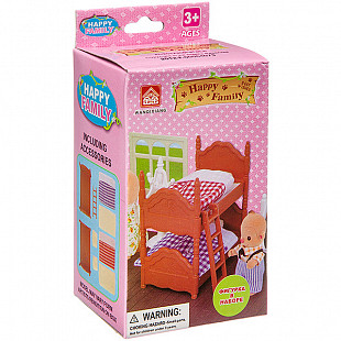 Игровой набор Happy Family 012-02B с фигуркой зверюшки, спальня