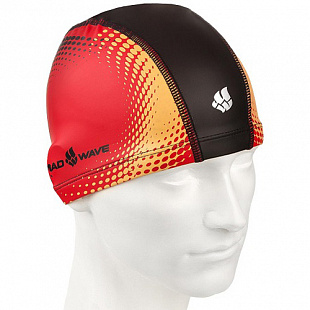 Шапочка для бассейна (плавания) взрослая Mad Wave PU Coated Dots red