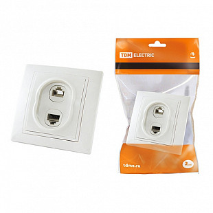 Розетка Tdm телефонная RJ11+ компьютерная RJ45 Таймыр white SQ1814-0023