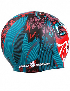 Шапочка для бассейна (плавания) взрослая Mad Wave Tribe Silicone Printed red/blue