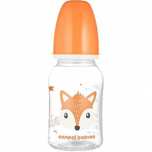 Бутылочка для кормления Canpol babies HAPPY ANIMALS с узким горлышком 120 мл., 0+ мес. (11/851) orange new