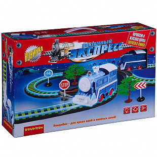 Железная дорога Bondibon  "Восточный экспресс" с одним паровозом, светящаяся в темноте 295 см